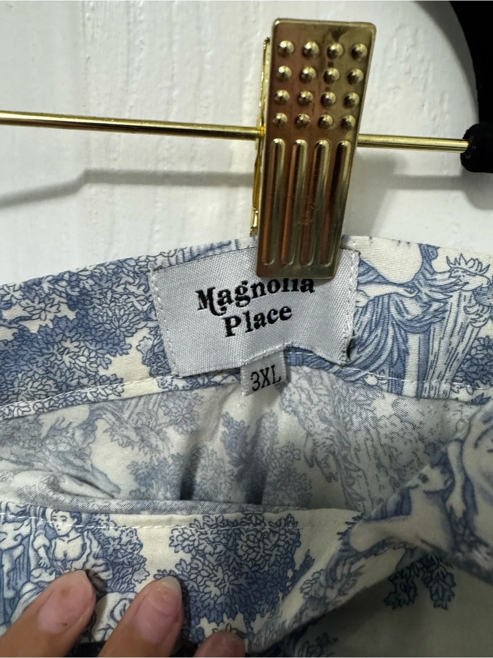 Magnolia Blue and White Toile A-Line Skirt